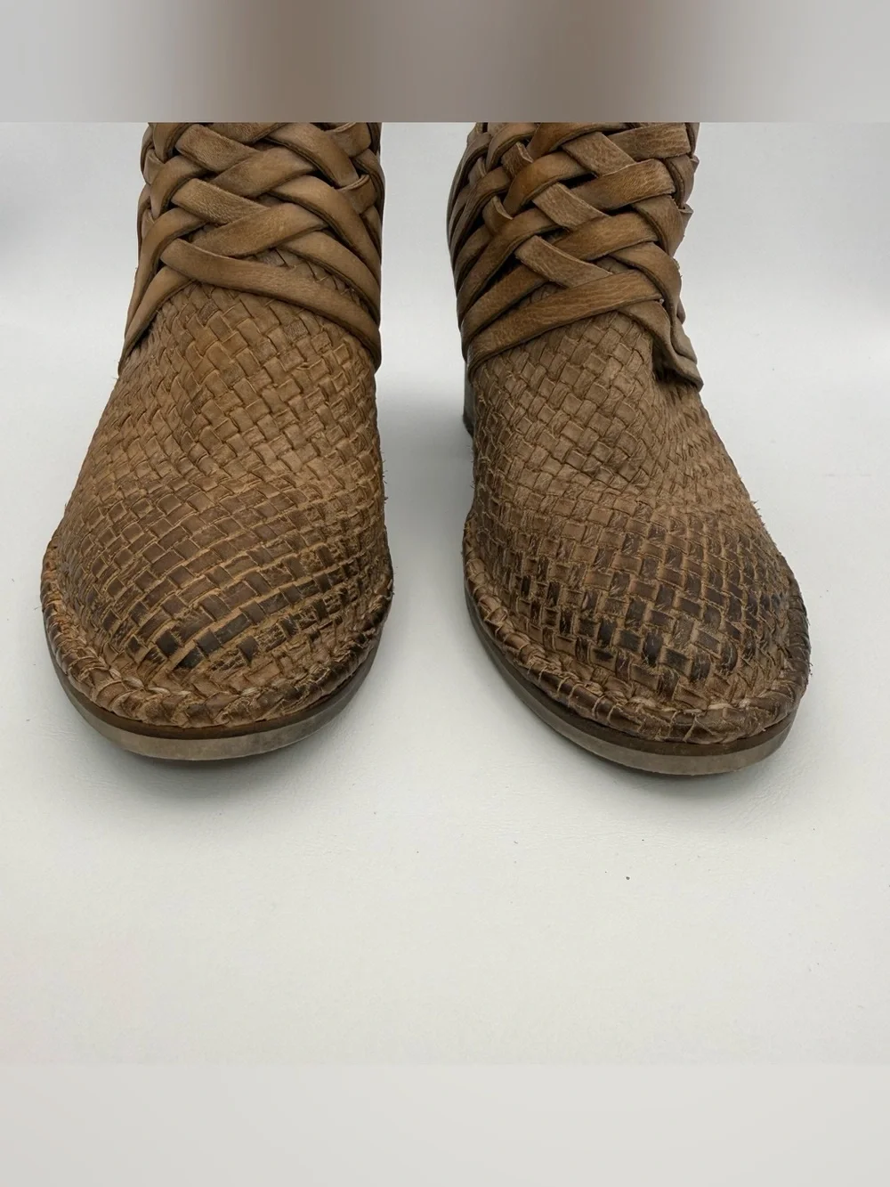 Sundance Promise Woven Burnished Leather Heeled Bootie 38 Western Boho Festival